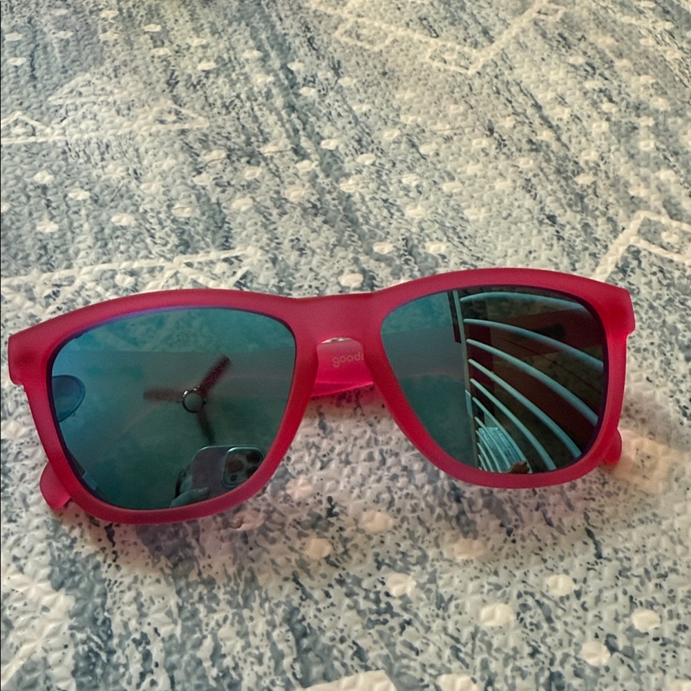 Vibrant Pink Sunglasses with Blue Lenses